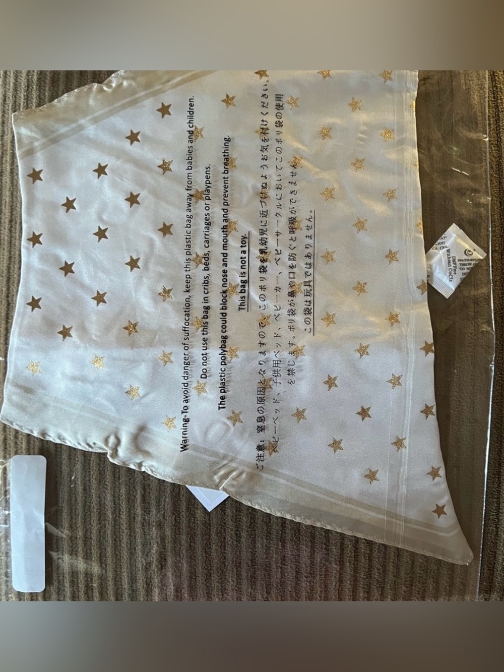 COACH Metallic Gold Stars on Chalk Silk Diamond Shaped Scarf - Picture 5 of 8